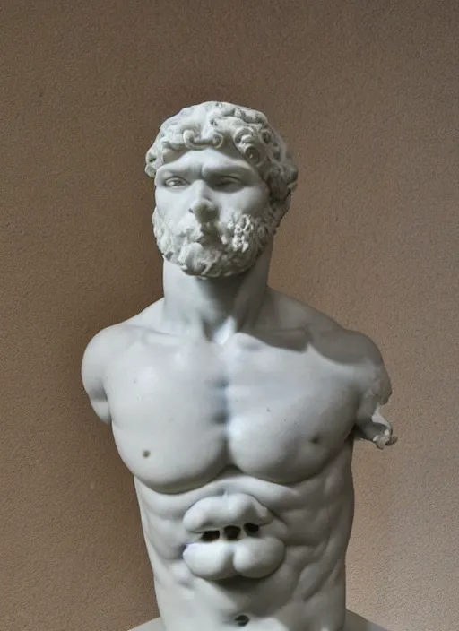 Image similar to photo of a marble bust sculpture of a cyclops from ancient greece by michelangelo