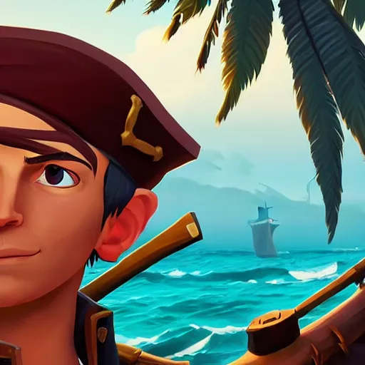 Image similar to painting jack the pirate on sea of thieves game avatar hero smooth face median photoshop filter cutout vector behance hd by jesper ejsing, by rhads, makoto shinkai and lois van baarle, ilya kuvshinov, rossdraws, illustration, art by ilya kuvshinov and gustav klimt