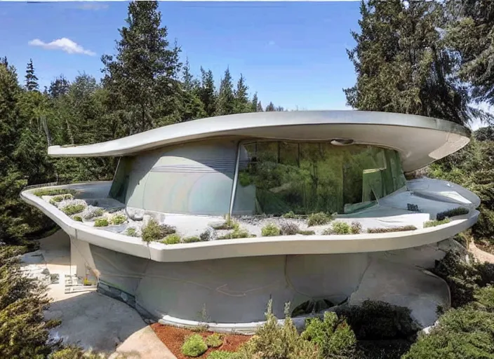 Prompt: zillow listing of a retro futuristic science fiction home for sale in the year 2400