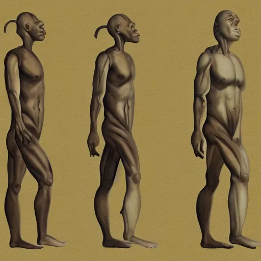 Prompt: human evolution of a million years, fine, detailed, accuracy added, 8 k textures, ultra realistic