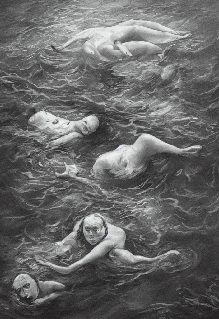 Image similar to highly detailed surrealist art about drowning slowly