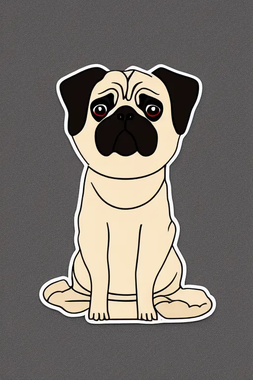 Image similar to Pug as a planet, sticker, colorful, illustration, highly detailed, simple, smooth and clean vector curves, no jagged lines, vector art, smooth