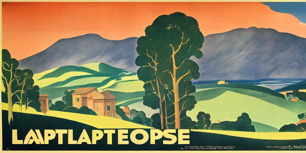 Image similar to landscape, 1 9 3 0 poster