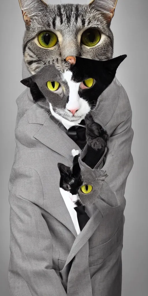 Image similar to portrait photo of a cat wearing a suit