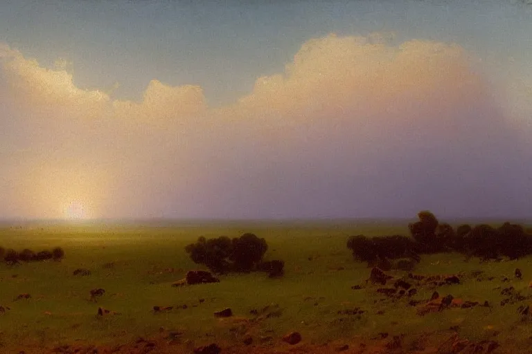 Image similar to great plains americana landscape by ivan aivazovsky