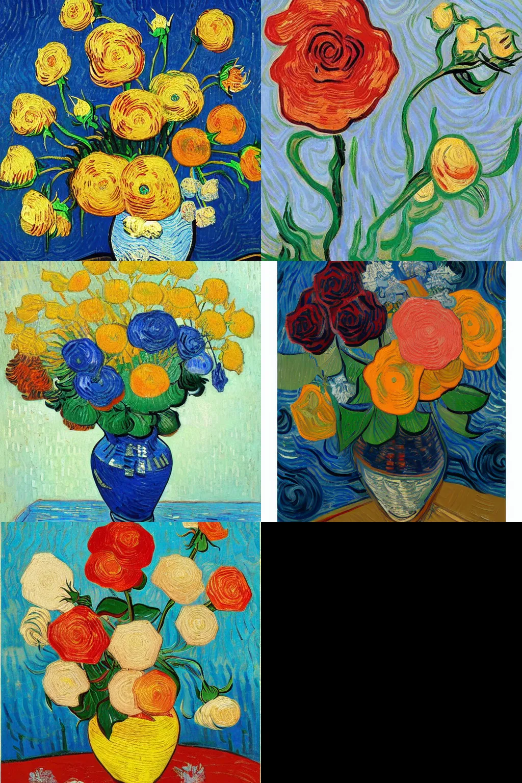Prompt: abstract floral roses in van gogh style