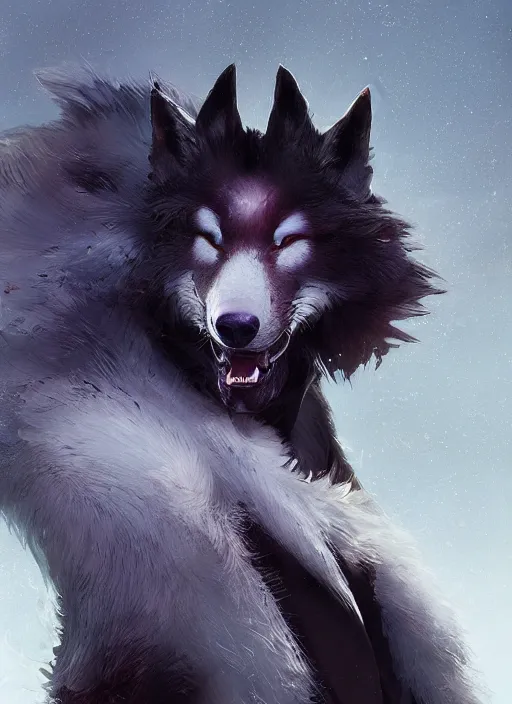 Image similar to beautiful portrait of a handsome black male anthropomorphic wolf fursona long red hair in destiny 2. character design by cory loftis, fenghua zhong, ryohei hase, ismail inceoglu and ruan jia. artstation, volumetric light, highly detailed, photorealistic, fantasy, rendered in octane