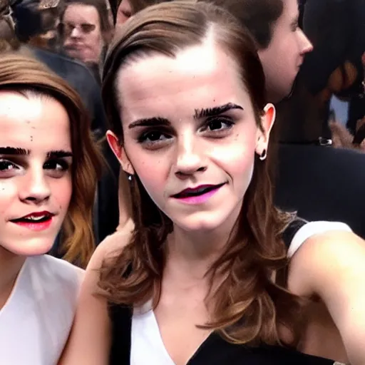 Prompt: a selfie of emma watson with thanos