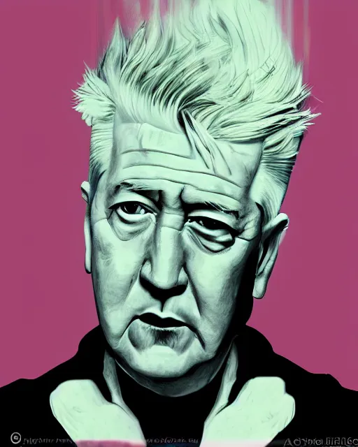 Image similar to a portrait of david lynch, anime drawin style, ghibly, trending on artstation,