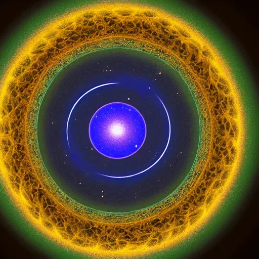 Image similar to 4 d expanding universe flattened in radial direction, fractal