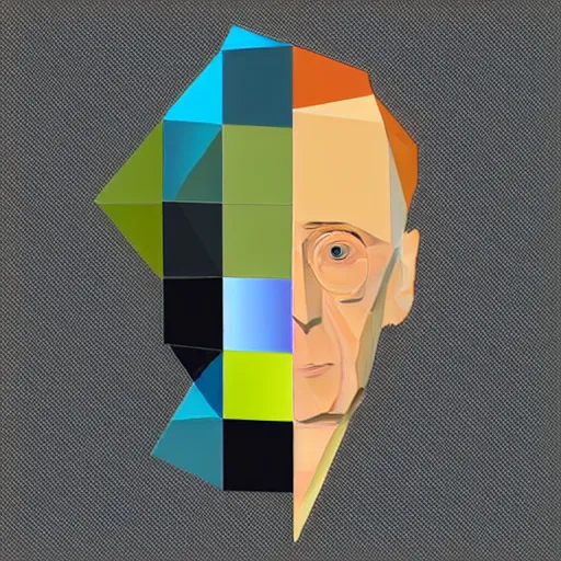 Prompt: low poly mesh model of Marcel Duchamp, vector, prismatic slices