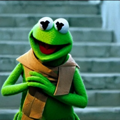 Prompt: Kermit the Frog from Sesame Street in The Passion of the Christ (2004)