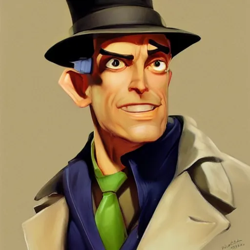 Image similar to greg manchess portrait painting of the inspector gadget as overwatch character, medium shot, asymmetrical, profile picture, organic painting, sunny day, matte painting, bold shapes, hard edges, street art, trending on artstation, by huang guangjian and gil elvgren and sachin teng