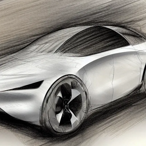 Image similar to apple\'s car to be released in 2027 as sketched by Leonardo davinci. Concept sketch. Full body image