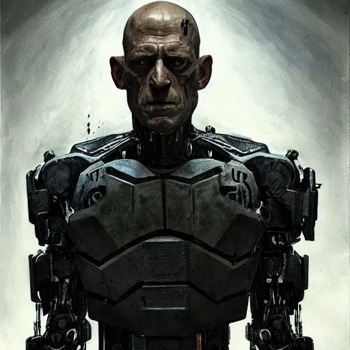 Image similar to michael berryman as victor stone, full body concept, cyborg, borg, strogg, face of a man, terminator, flesh, quake strogg, doom demon, wolfenstein, monstrous, powerful, symmetry, symmetrical, concept art by ruan jia and greg rutkowski