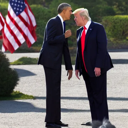 Image similar to obama and trump kissing, 4k