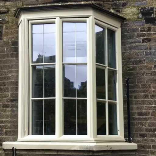Prompt: hexagonal timber sash window in england