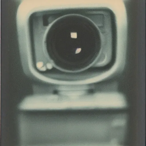 Prompt: old polaroid of a creepy head with large eyes