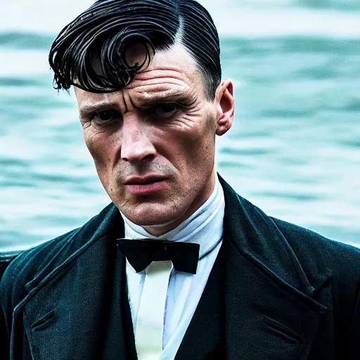 Image similar to A portrait of tommy shelby in atlantis