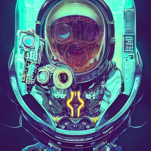 Image similar to portrait of a squid monster astronaut. full body portrait, intricate abstract. cyberpunk, intricate artwork. neon eyes, by Tooth Wu, wlop, beeple. octane render, trending on artstation, greg rutkowski very coherent symmetrical artwork. cinematic, hyper realism, high detail, octane render, 8k, minimalistic, hyperrealistic surrealism, award winning masterpiece with incredible details, a surreal vaporwave liminal space, highly detailed, trending on ArtStation