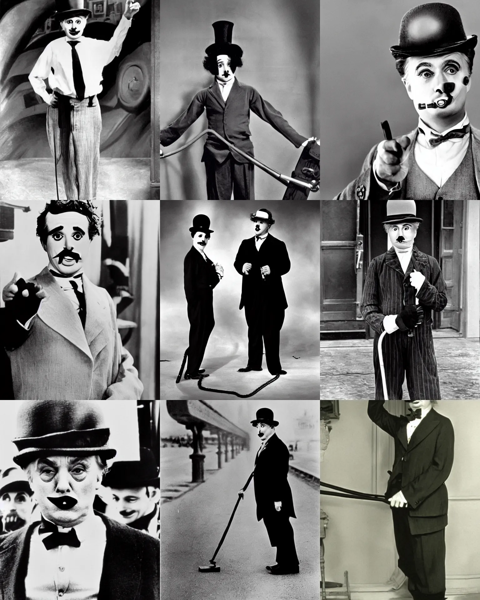 Prompt: donald trump as charlie chaplin in modern times 1 9 3 6