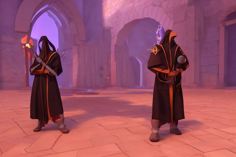 Prompt: cultist wearing robe, paladins, unreal engine, 3 d render,