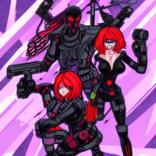 Prompt: oni,Black Widow, cyberpunk