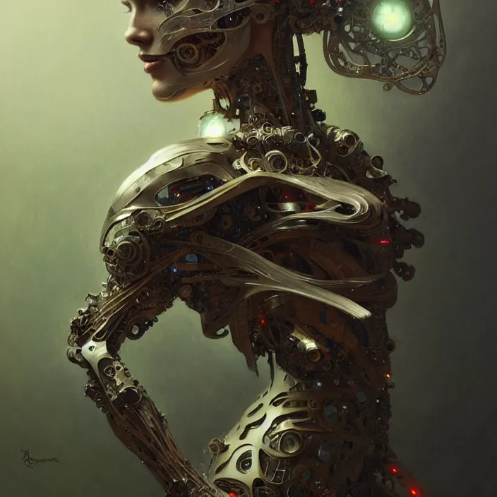 Image similar to organic cyborg, raku, diffuse lighting, fantasy, intricate, elegant, highly detailed, lifelike, photorealistic, digital painting, artstation, illustration, concept art, smooth, sharp focus, art by John Collier and Albert Aublet and Krenz Cushart and Artem Demura and Alphonse Mucha