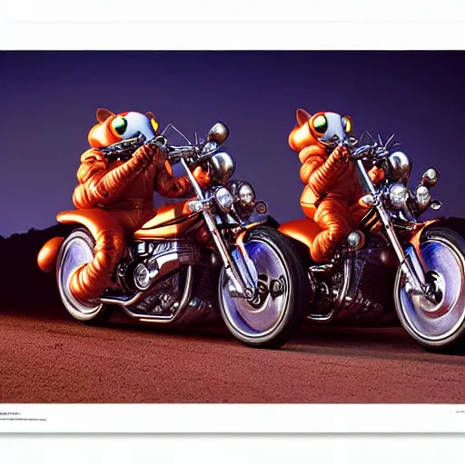 Prompt: uhd photorealisitc candid photo of the biker mice from mars. hyperdetailed, accurate, studio lighting. photo by annie leibowitz and steve mccurry