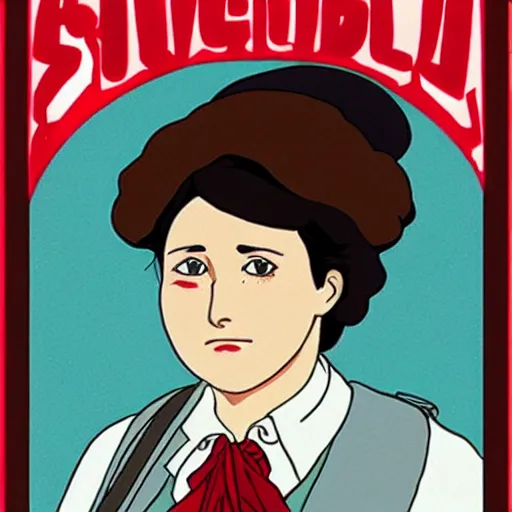 Image similar to socialist revolutionary rosa luxemburg, style of studio ghibli, anime