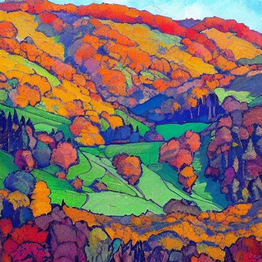 Image similar to beautiful autumnal scottish valley view by erin hanson