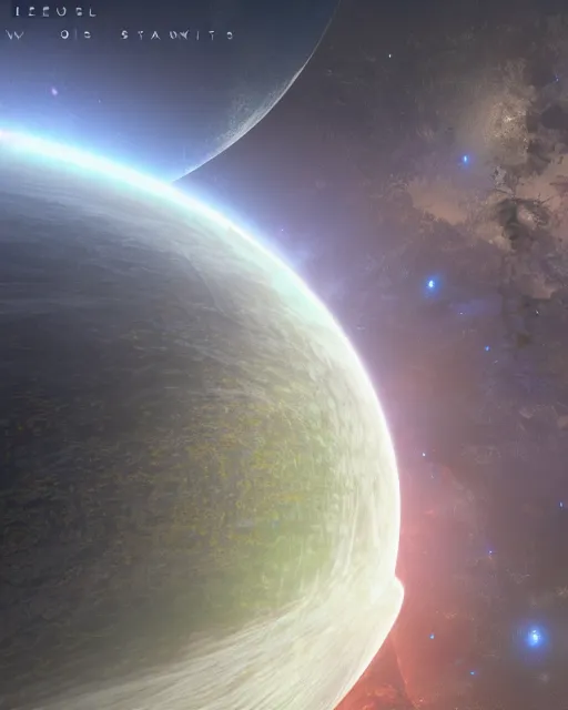 Image similar to solaris, Stanislav Lemm. View of the planet from the orbital station. Digital art, unreal engine render