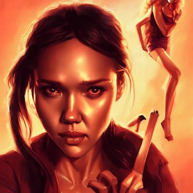 Image similar to the thing jessica alba john carpenter by stanley artgerm lau, wlop, rossdraws, frank frazetta, andrei riabovitchev, marc simonetti