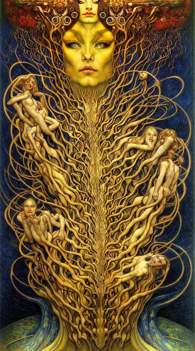 Image similar to Divine Chaos Engine by Karol Bak, Jean Delville, William Blake, Gustav Klimt, and Vincent Van Gogh, symbolist, visionary