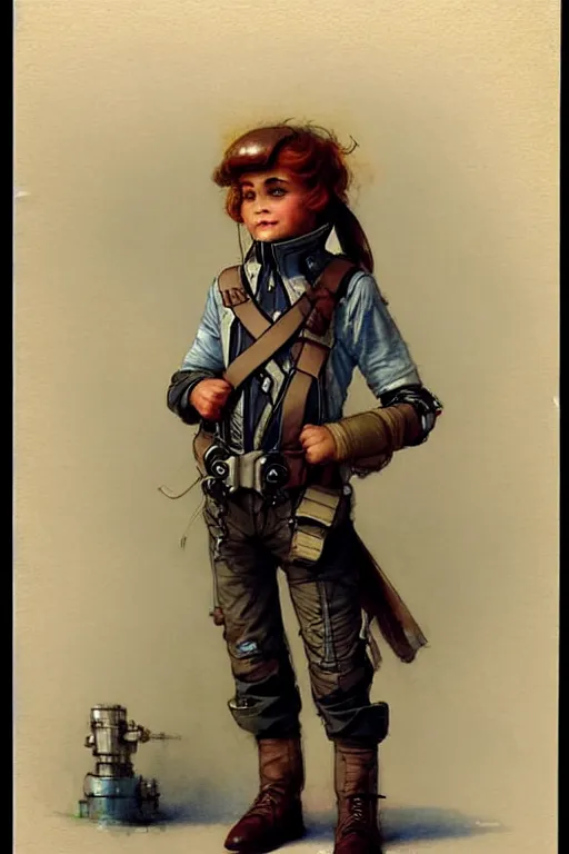 Image similar to ( ( ( ( ( 2 0 5 0 s retro future 1 0 year boy old super scientest in space pirate mechanics costume full portrait. muted colors. ) ) ) ) ) by jean - baptiste monge!!!!!!!!!!!!!!!!!!!!!!!!!!!!!!