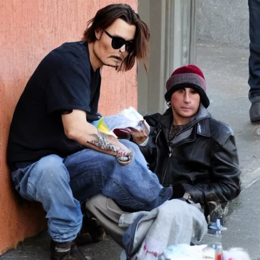 Image similar to johnny depp helping homeless people out