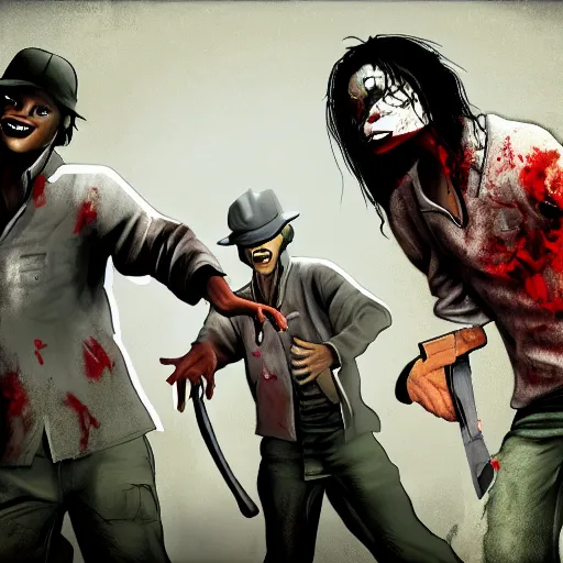 Image similar to michael jackson as left 4 dead hunter pehr horberg style