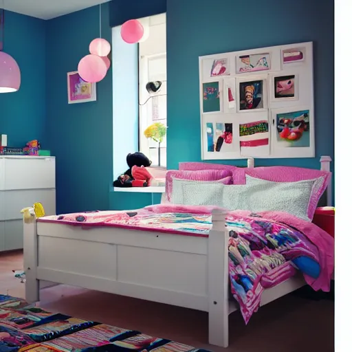 Image similar to IKEA catalogue, childrens bedroom, by Pixar