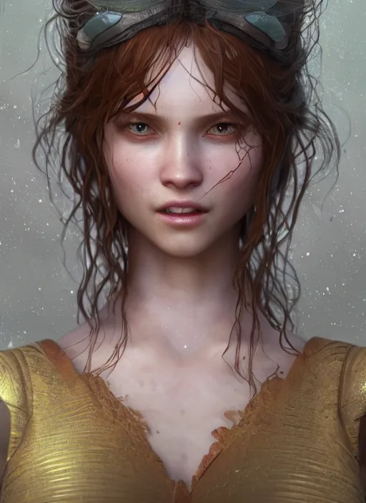 Image similar to belle, au naturel, hyper detailed, digital art, trending in artstation, cinematic lighting, studio quality, smooth render, fluorescent skin, unreal engine 5 rendered, octane rendered, art style by klimt and nixeu and ian sprigger and wlop and krenz cushart