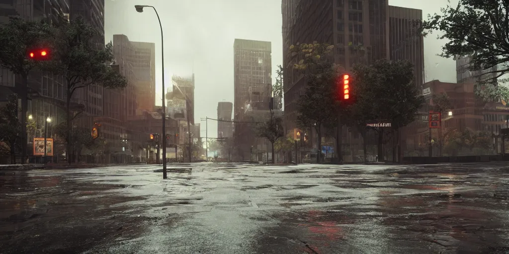 Prompt: i can't believe it's not downtown denver with heavy rain, cinematic, ultra - realistic, ultra - detailed, octane render, unreal engine 5, depth of field