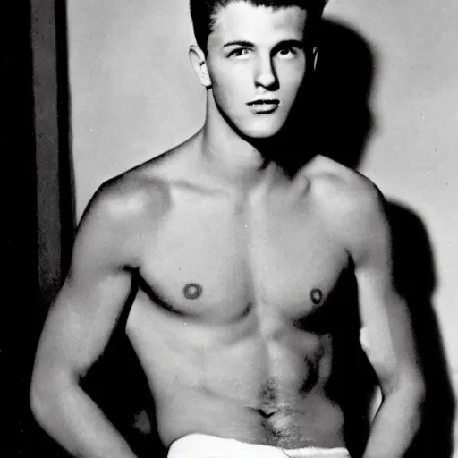 Prompt: a moderately handsome rebellious hot young guy, 1 9 5 8 photo