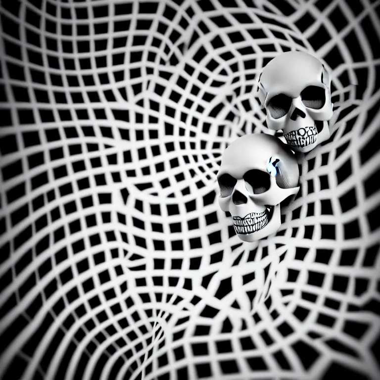 Image similar to black and white light 3D geometry, skull, matte bright highly detailed, poetic, 3D render, digital art, octane render, 8K artistic photography, photo-realistic, by Dora Maar