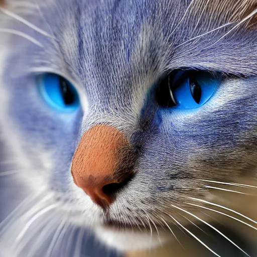 Image similar to photograph of a blue cat, detailed, high quality