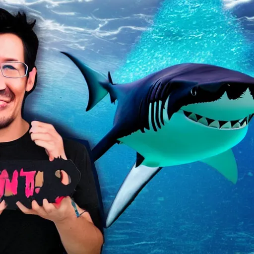 Image similar to markiplier as a shark