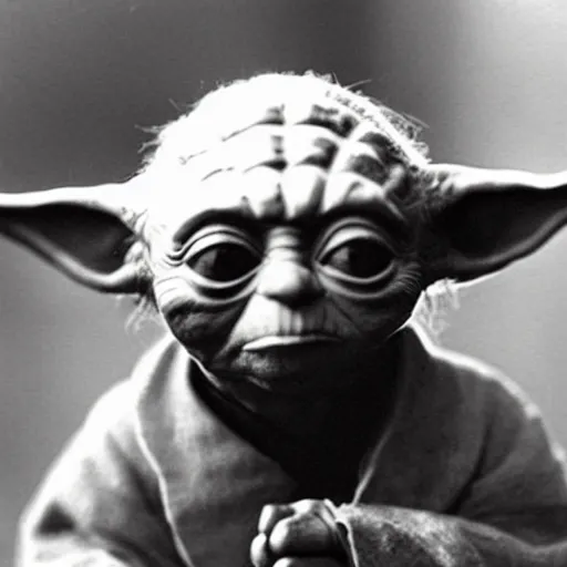 Prompt: 1 9 2 0 s photograph of yoda