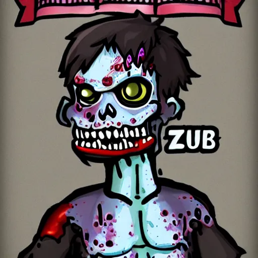 Prompt: a cute, friendly, happy zombie