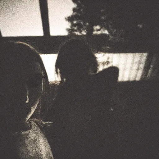 Prompt: girl takes selfie with ghost spirit, dark eerie photo vibes