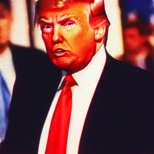 Image similar to 8 mm film still of donald trump, exclusive material