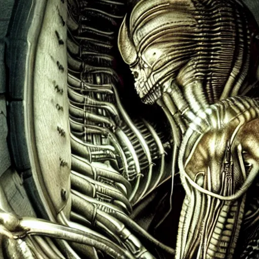 Image similar to film still of saul goodman in alien, giger, detailed