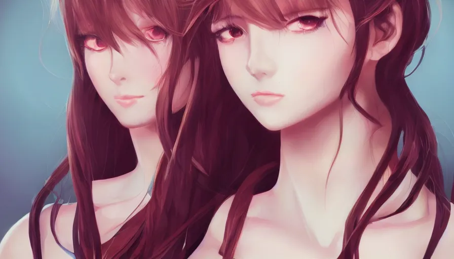 Image similar to portrait of the most beautiful woman, anime style character, clean soft lighting, backlit beautiful face, clean brush stroke, 8 k character concept art, by wolp ， 3 d